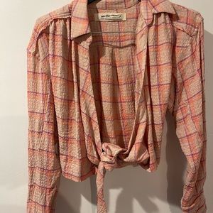 FREE PEOPLE flannel wrap top size M